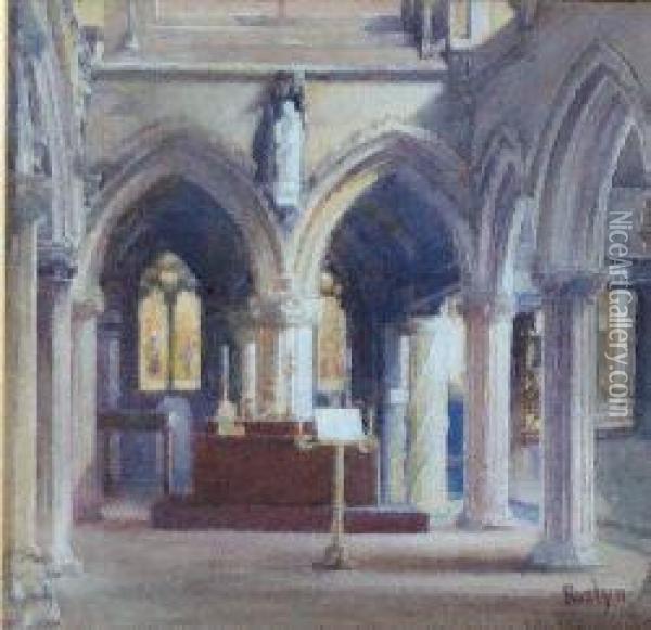 Roslyn Chapel Interior Oil Painting - John Blair