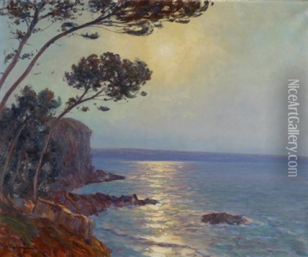 Clair De Lune Sur La Mediterranee Oil Painting - Arsene Chabanian