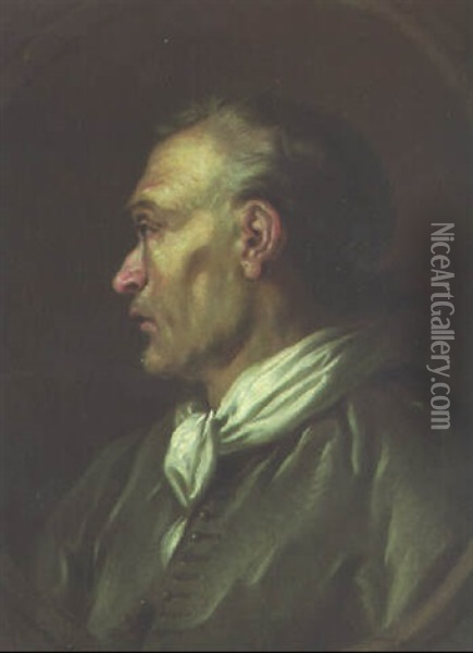 Portrait Of A Man, Bust-length, In A Skull-cap Oil Painting - Jean-Honore Fragonard