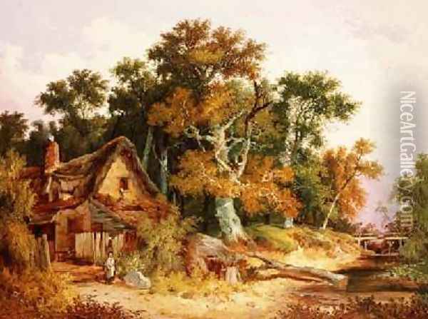 Woodland scene with cottage Oil Painting - John Berney Ladbrooke