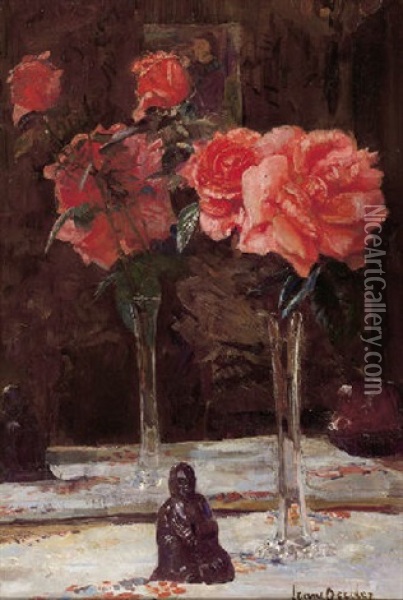 A Still Life With Roses Oil Painting - Frans David Oerder
