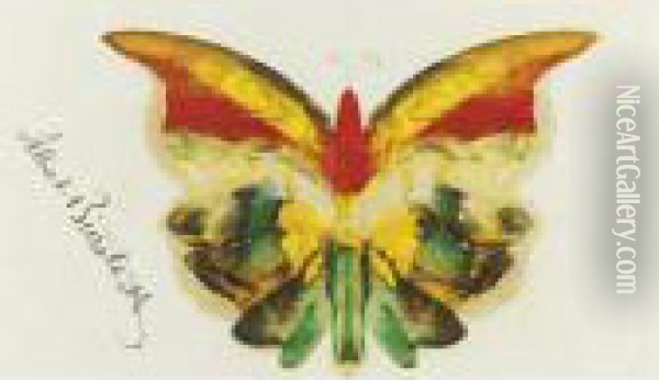 Yellow Butterfly Oil Painting - Albert Bierstadt
