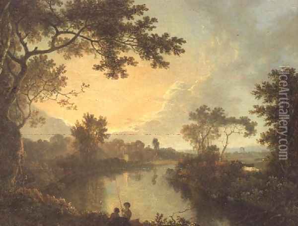 A view of the River Dee near Eaton Hall Oil Painting - Richard Wilson