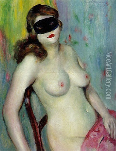 Femme Au Loup Oil Painting - Henri Ottmann