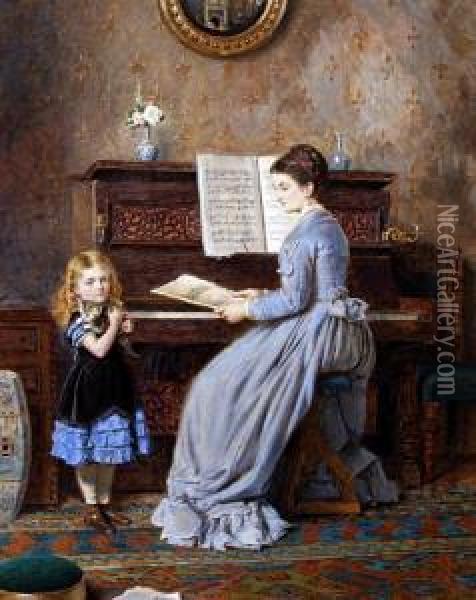 The Piano Lesson Oil Painting - George Goodwin Kilburne