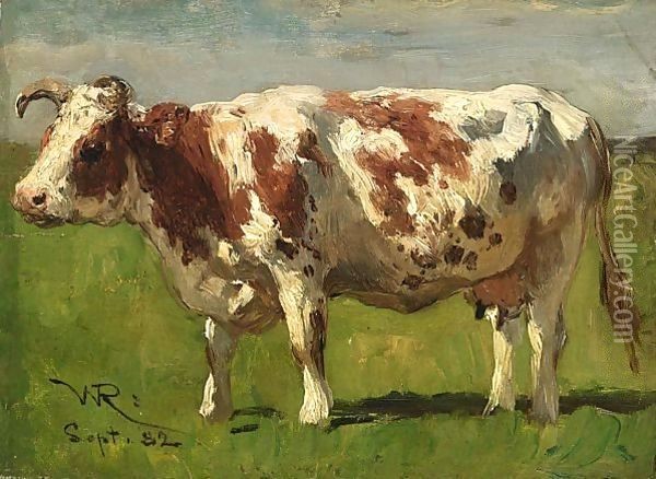 A Cow In A Field Oil Painting - Willem Roelofs