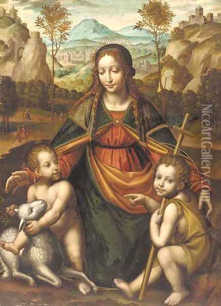 The Madonna and Child with the Infant Saint John the Baptist 2 Oil Painting - Bernardino Luini