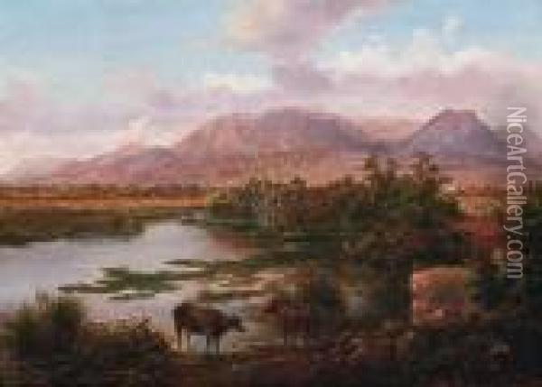 Marsh Near Paestum Oil Painting - Eugene von Guerard
