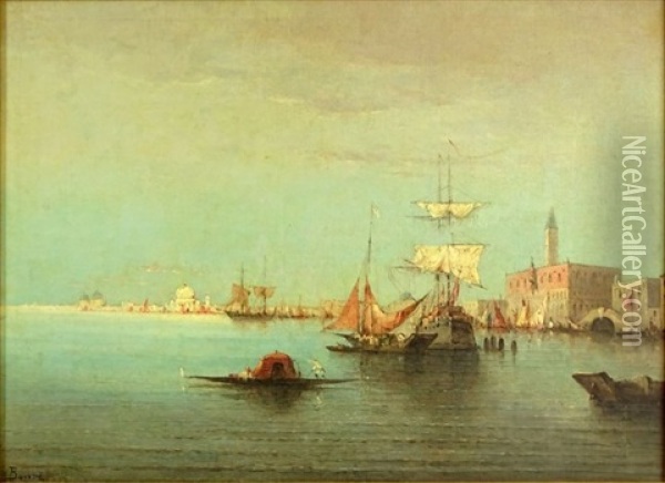 Venetian Canal Oil Painting - Joseph-Antoine Bouvard