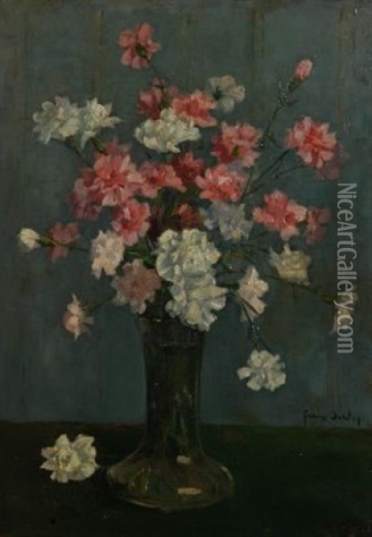 Pink And White Carnations Oil Painting - Frans David Oerder