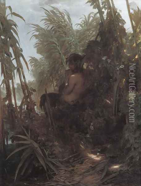 Pan im Schilf (Pan in the Reeds) Oil Painting - Arnold Bocklin