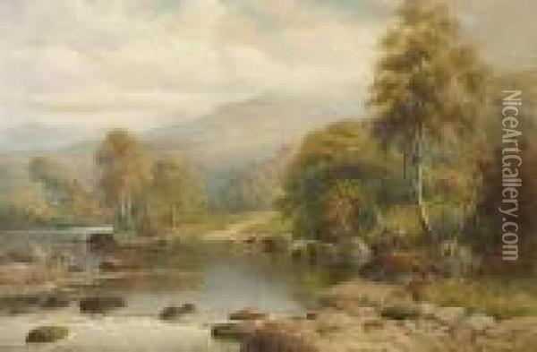 On The Glaslyn, North Wales Oil Painting - William Henry Mander