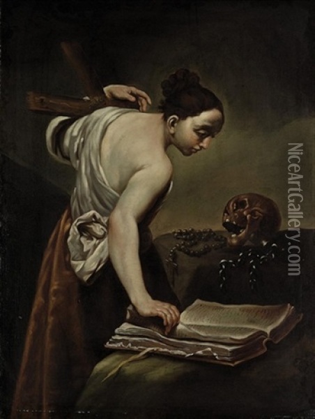 The Penitent Magdelene Oil Painting - Giuseppe Maria Crespi
