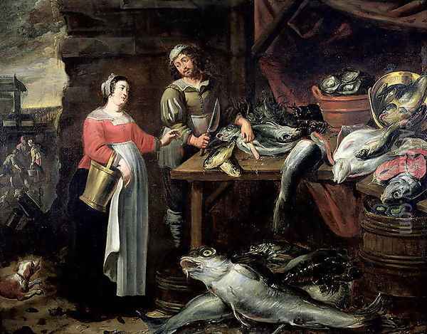 The Fishmonger Oil Painting - Alexander Adriaenssen