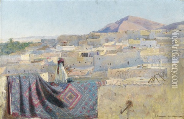 Terrasses A Bou Saada Oil Painting - Jules Charles Clement Taupin
