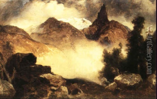Index Peak, Wyoming, 1911 Oil Painting - Thomas Moran