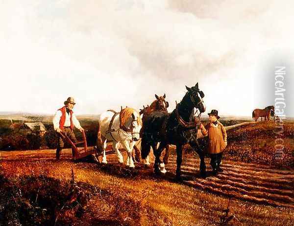 Ploughing, 1862 Oil Painting - John Frederick Herring Snr