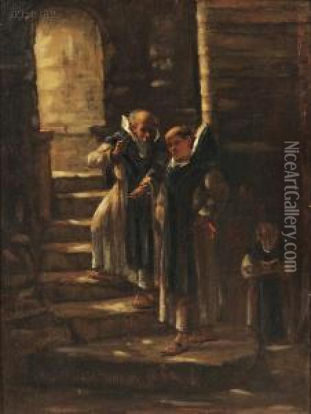 A Monastic Intrigue Oil Painting - James Campbell Noble