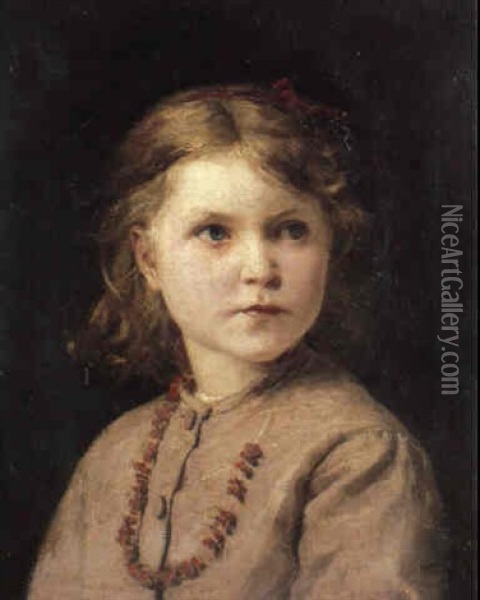 Bildnis Eines Madchens Mit Roter Halskette Oil Painting - Albert Anker