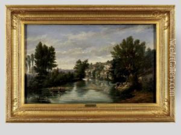 Riverbank Oil Painting - Gaspard Gobaut