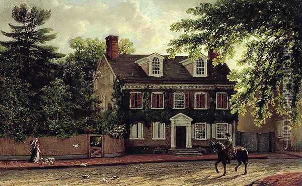 Washingtons Residence in Germantown, c.1880 Oil Painting - Isaac Williams
