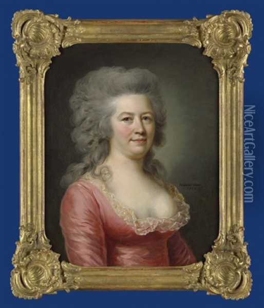 Bildnis Einer Dame Im Decolletierten Roten Kleid Oil Painting - Johann Ernst Heinsius