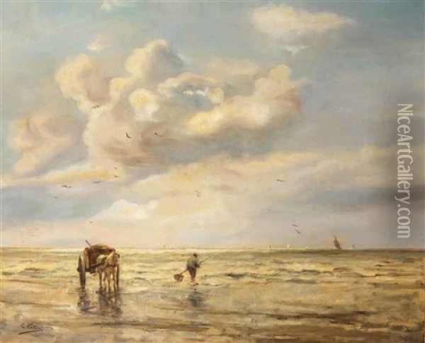 A Shell Fisher In The Surf Oil Painting - Evert Pieters