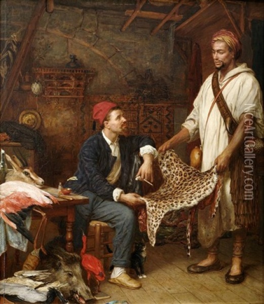 The French Naturalist In Algiers Oil Painting - John Evan Hodgson