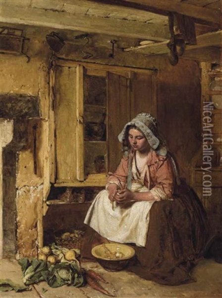 The Young Housewife Oil Painting - Thomas Faed