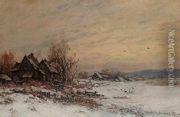 Winter Landscape Oil Painting - Friedrichjosef Nicolai Heyendahl