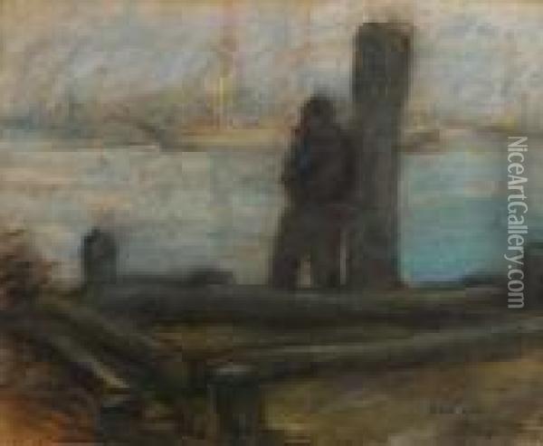 Dokwerker Aan De Haven Oil Painting - Eugeen Van Mieghem