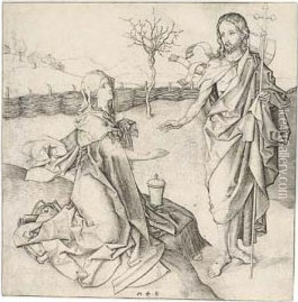 Christ Appearing To Mary Magdalene Oil Painting - Martin Schongauer