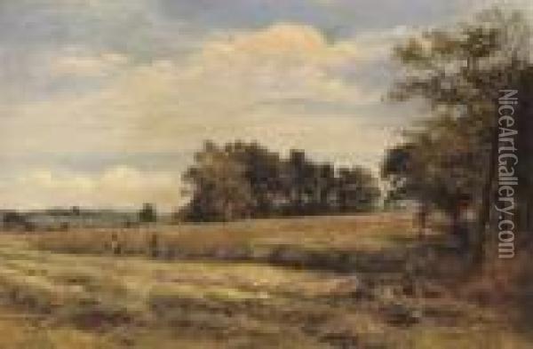 Haymaking, Whittingdon, Worcester Oil Painting - Benjamin Williams Leader