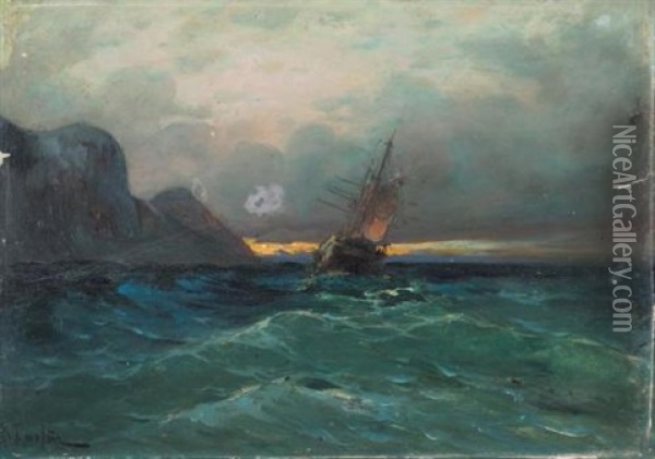 In Rough Seas Oil Painting - Vasilios Chatzis