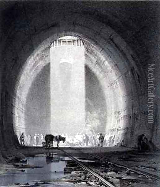 Working Shaft, Kilsby Tunnel Oil Painting - John Cooke Bourne