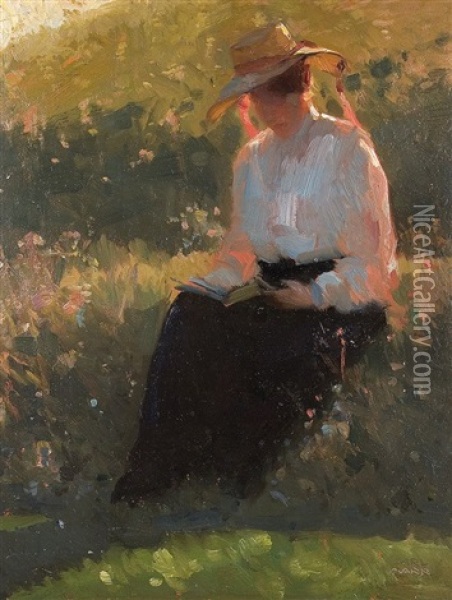 Lesende Dame In Der Morgensonne Oil Painting - Carl von Marr