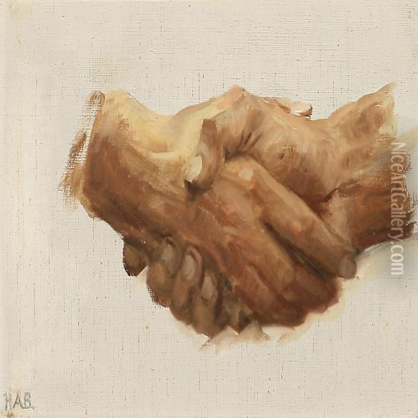 A Handshake Oil Painting - H. A. Brendekilde