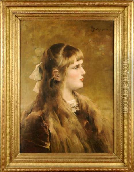 Portrait De Jeune Fille Oil Painting - Aime Stevens