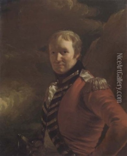 Portrait Of A Gentleman (captain Grogan?) Oil Painting - John Comerford
