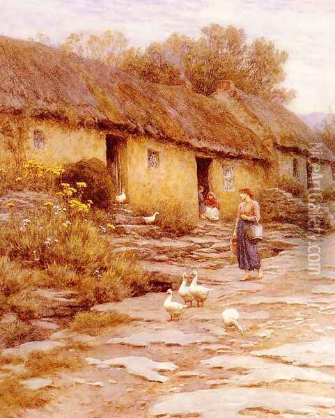 Irish Cottage Oil Painting - Helen Mary Elizabeth Allingham