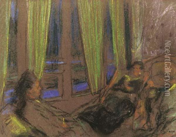 Mme Vuillard Et Sa Belle-fille A La Closerie Des Genets Oil Painting - Jean-Edouard Vuillard