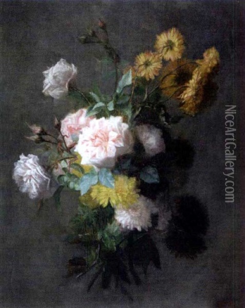 Jete De Fleurs De Jardin Oil Painting - Emile Levy