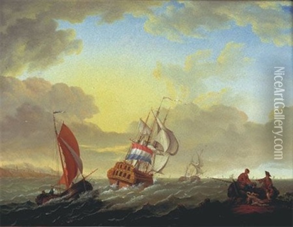Navire Hollandais Aux Abords D'un Rivage Oil Painting - Dionys van Dongen
