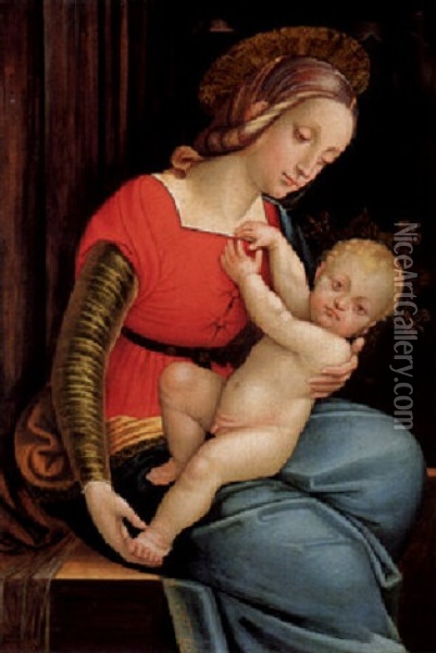 Madonna And Child Oil Painting - Girolamo Giovenone