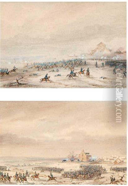 Die Schlacht Bei Preusisch Eylau Oil Painting - Gaspard Gobaut