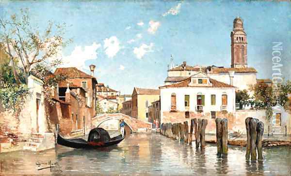 A canal in Venice Oil Painting - Juan Jimenez Martin