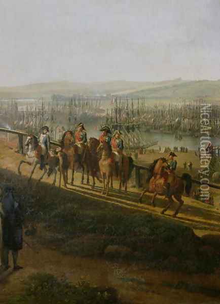 Napoleon Bonaparte 1769-1821 Visiting the Camp at Boulogne in July 1804 Oil Painting - Jean-Francois Hue