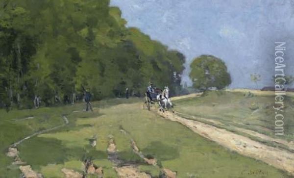 Chemin Pres Du Parc De Courances Oil Painting - Alfred Sisley