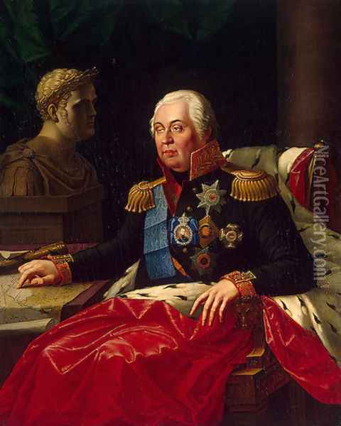 Portrait of Mikhail Kutuzov (Golenishchev-Kutuzov, Prince of Smolensk) Oil Painting - Jozef (Joseph) Oleszkiewicz