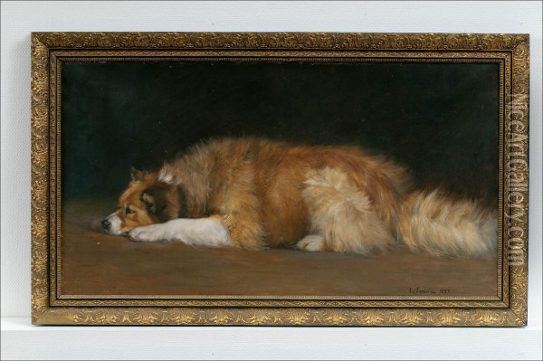 Lepaava Koira - Vilande Hund. Oil Painting - Anna Af Forselles